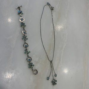 Matching Blue Flower Necklace and Bracelet